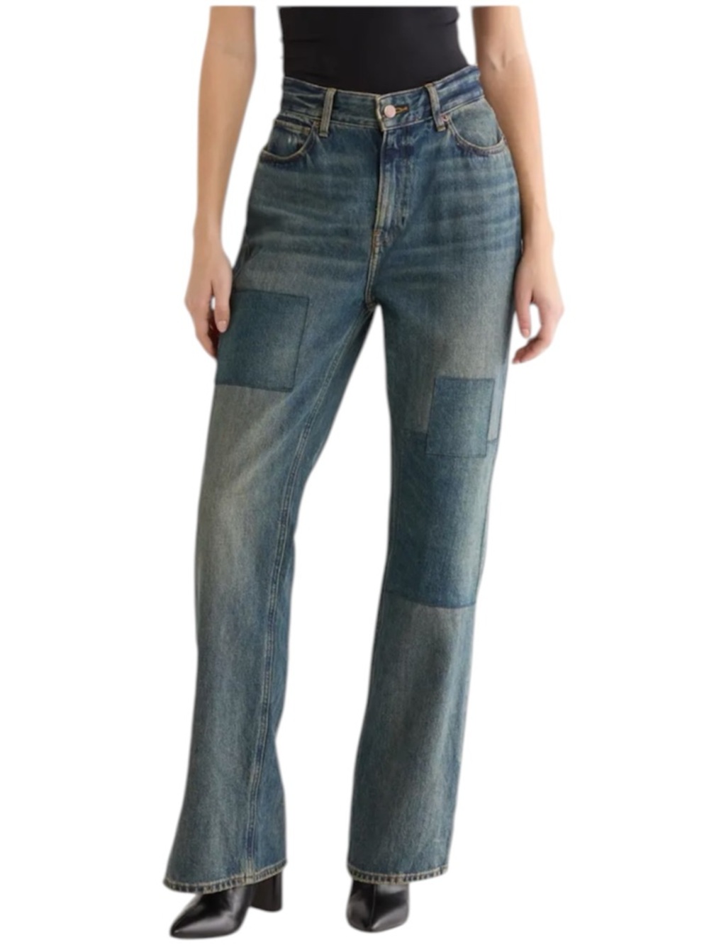 GOOD AMERICAN The Khloé High Waist Patch Denim Jeans – Size 14 – NWT